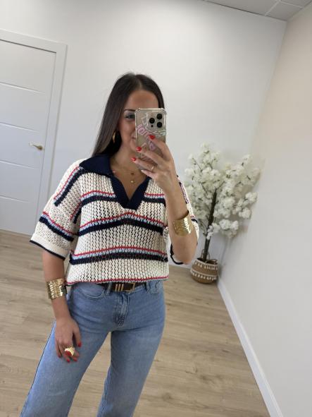 Polo Crochet Marino