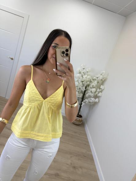 Top Amarillo Florecitas