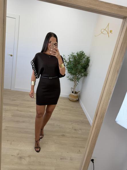 Vestido Tachas Chocolate [1]