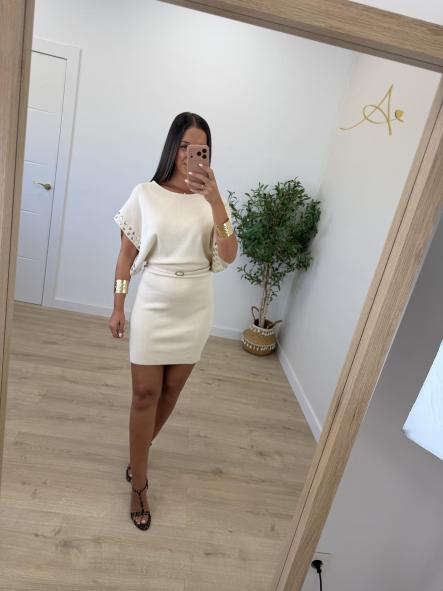 Vestido Tachas Beige [2]