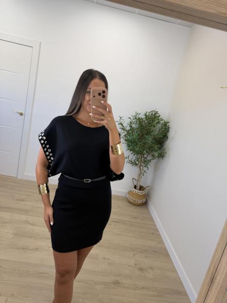 Vestido Tachas Negro