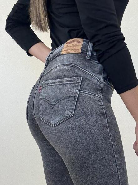Jeans Gris Skinny Faja Etiqueta Roja Push Up [3]