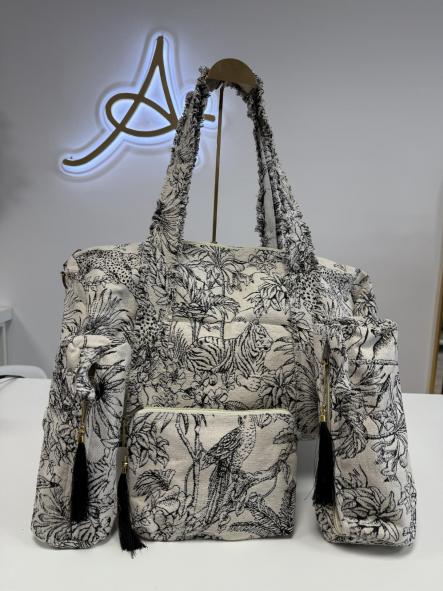 Pack 4 Bolsos Amazonas Negro y Beige 