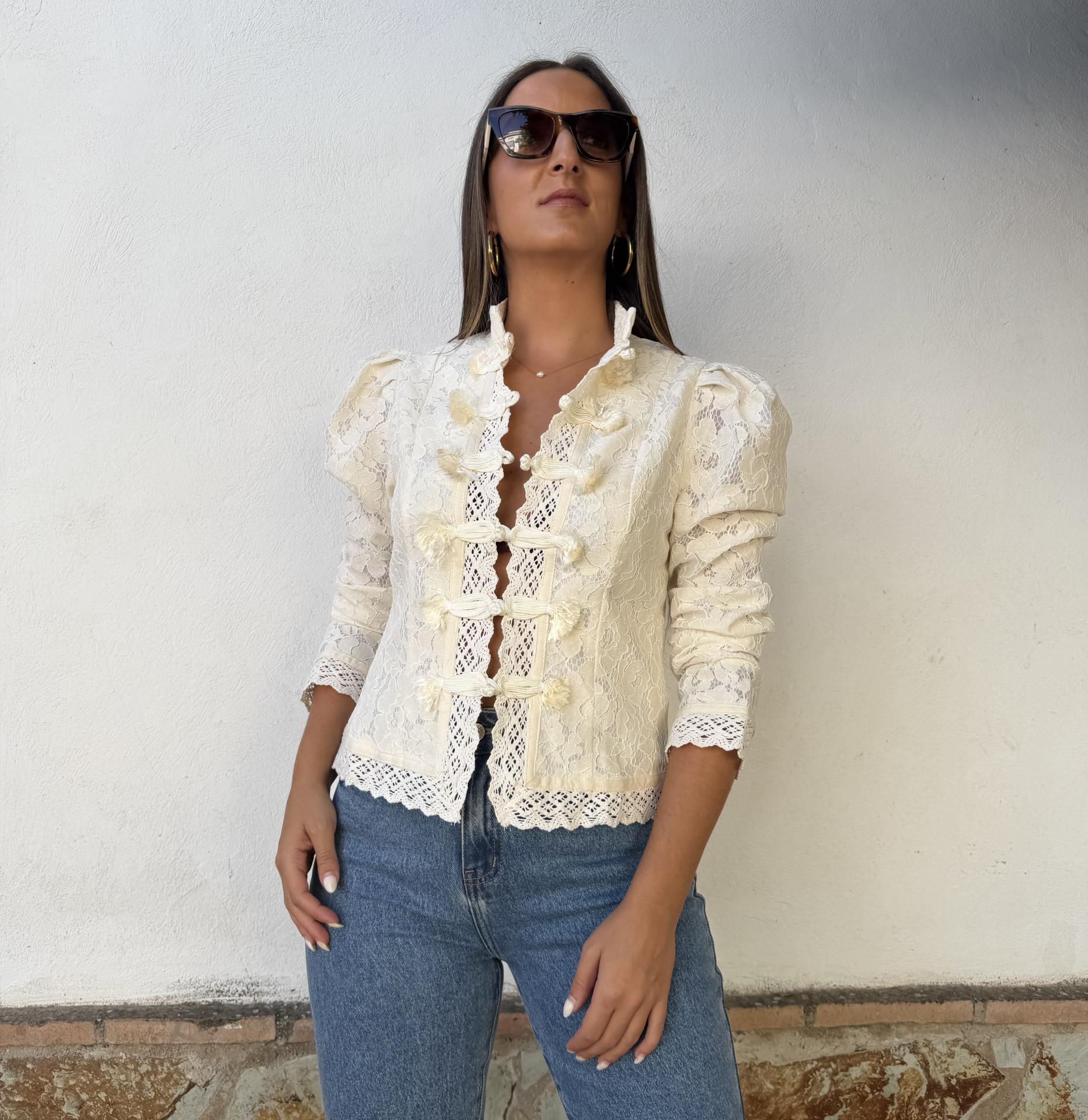 Camisa Encaje Beige