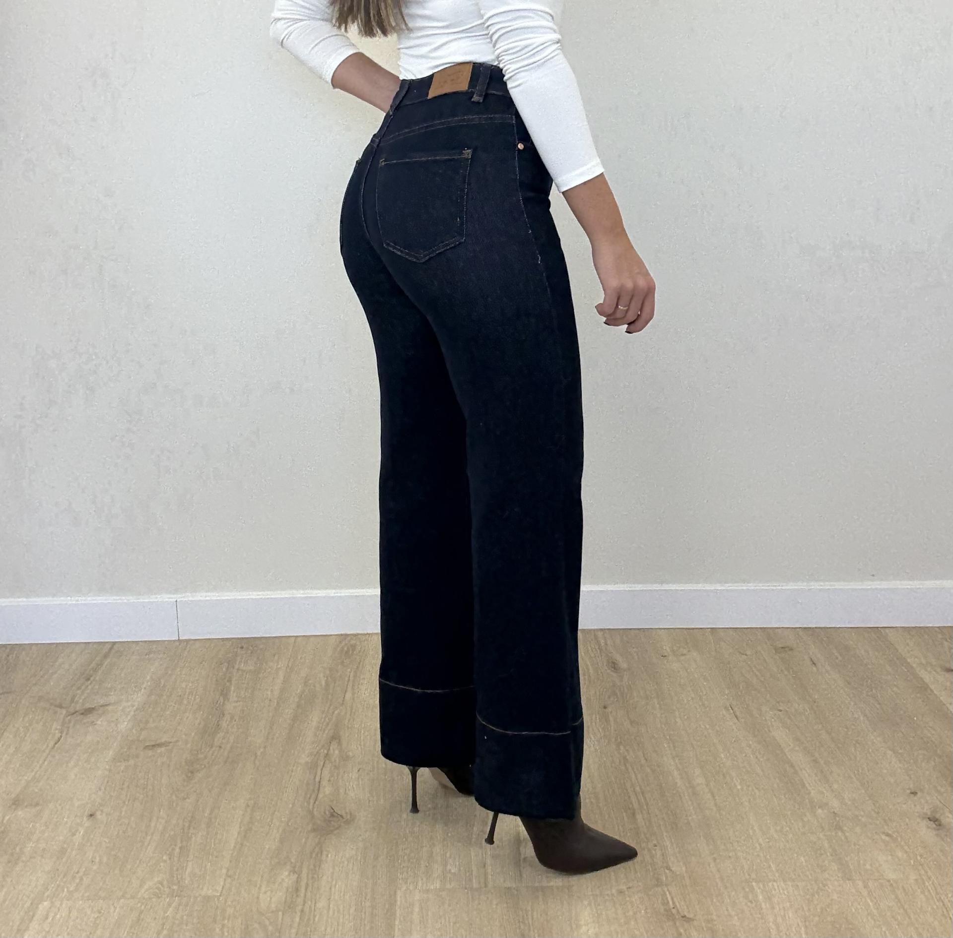 Jeans Pespunte Campana