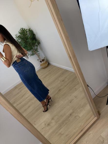 Falda Denim Midi Etiqueta Roja [2]