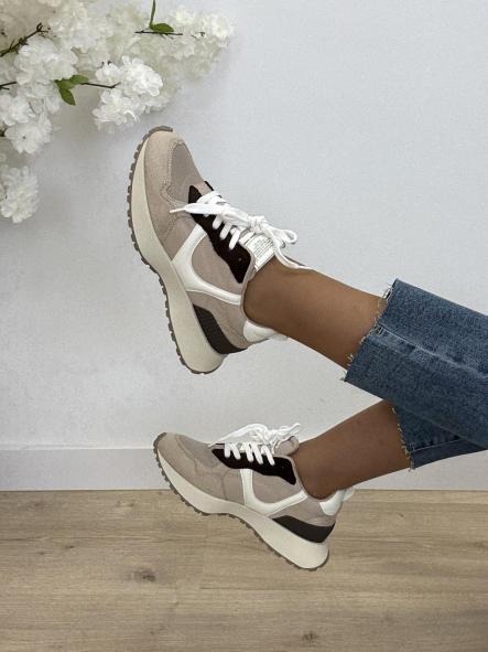 Zapatilla Corina Camel y Chocolate