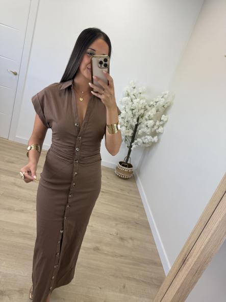 Vestido Chocolate Fruncido