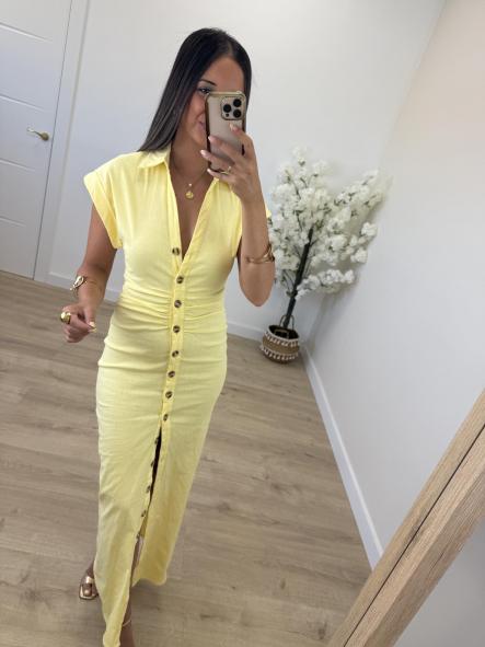 Vestido Amarillo Fruncido