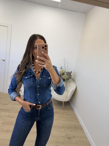Camisa Denim Pespuntes