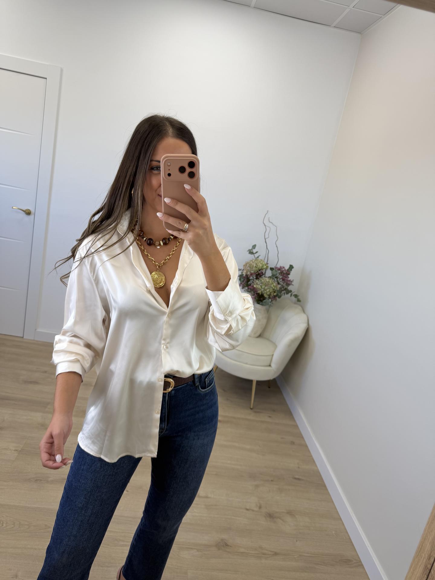 Camisa Satén Beige