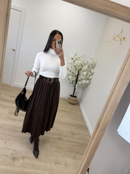 Falda Plisada Ante Chocolate [2]