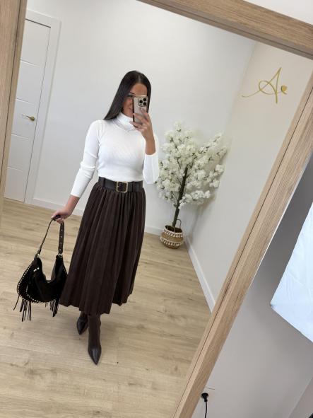 Falda Plisada Ante Chocolate [3]