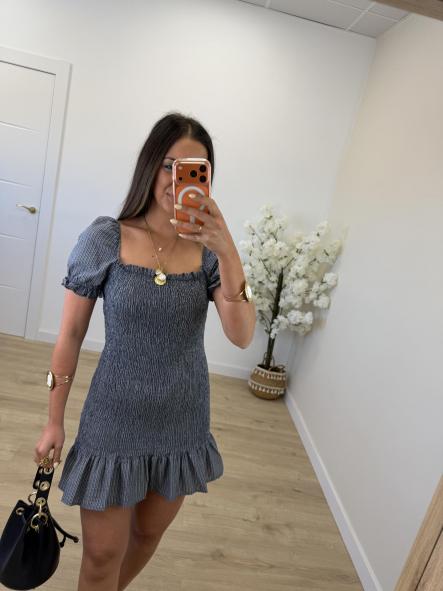 Vestido Fruncido Marino