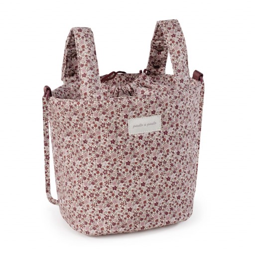 BOLSO CARRO BUCKET CHERRY FLORES PASITO A PASITO 
