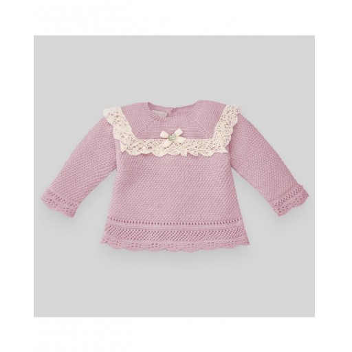 CONJUNTO JUBON Y POLAINA ALG MERCERIZADO NIÑA PAZ V24 TALLA 1MES ROSA PAZ RODRIGUEZ