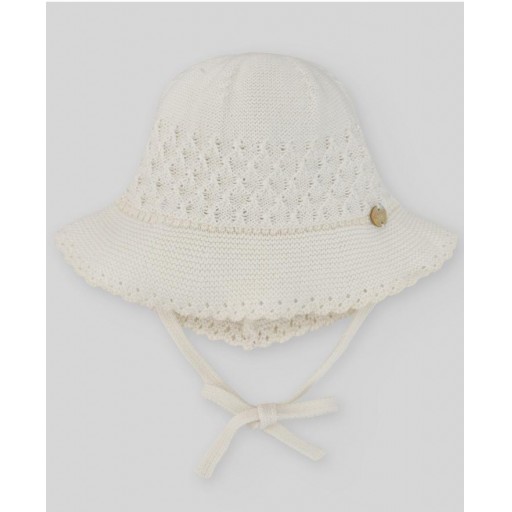 GORRO PUNTO NIÑA PONY CRUDO TALLA 1MES [0]