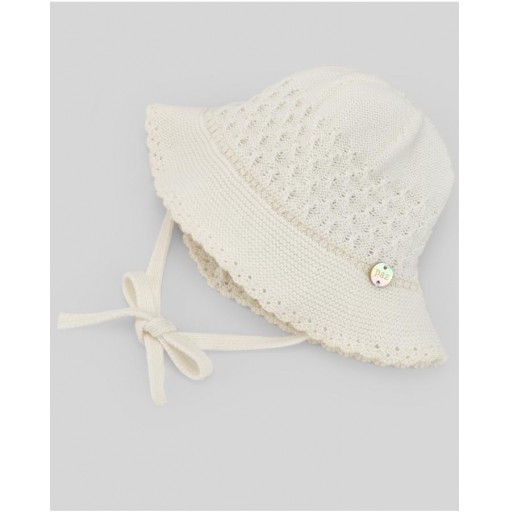 GORRO PUNTO NIÑA PONY CRUDO TALLA 1MES [1]