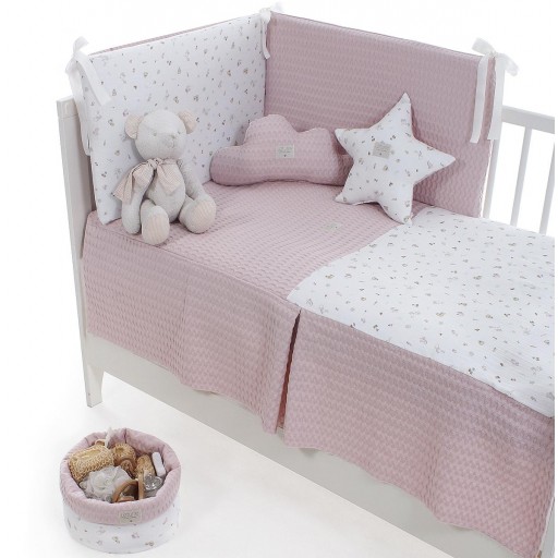 PACK COLCHA Y PROTECTOR CUNA 60X120 BENJAMIN ROSA UZTURRE