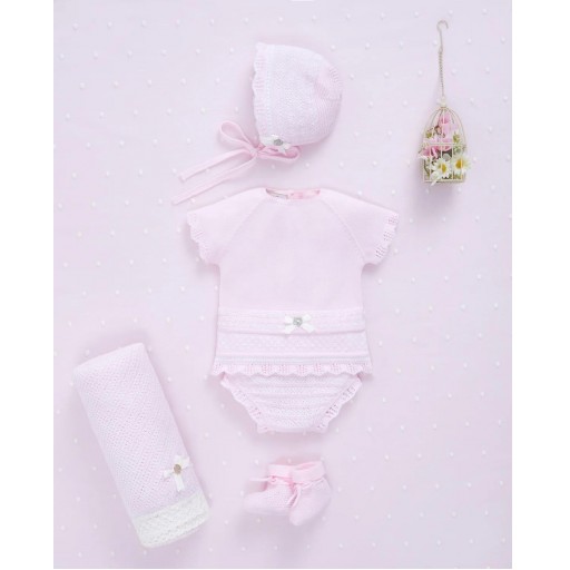 CONJUNTO JUBON CORTO +BRAGA ALAIA ROSA PAZ RODRIGUEZ TALLA 1MES [0]