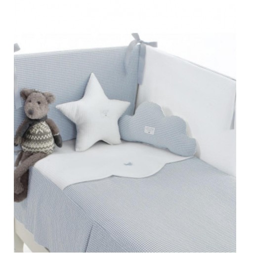 PROTECTOR Y COLCHA DESENFUNDABLE CUNA 60 TELMO VICHY AZUL UZTURRE