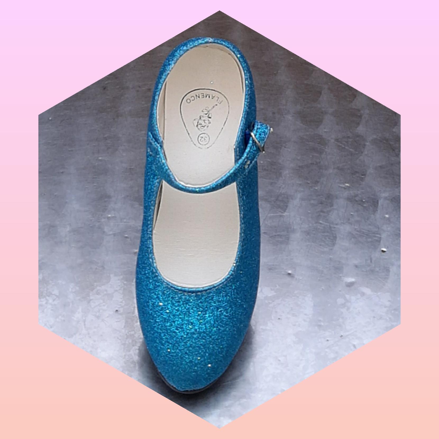 Zapatos con purpurina color azul  turquesa
