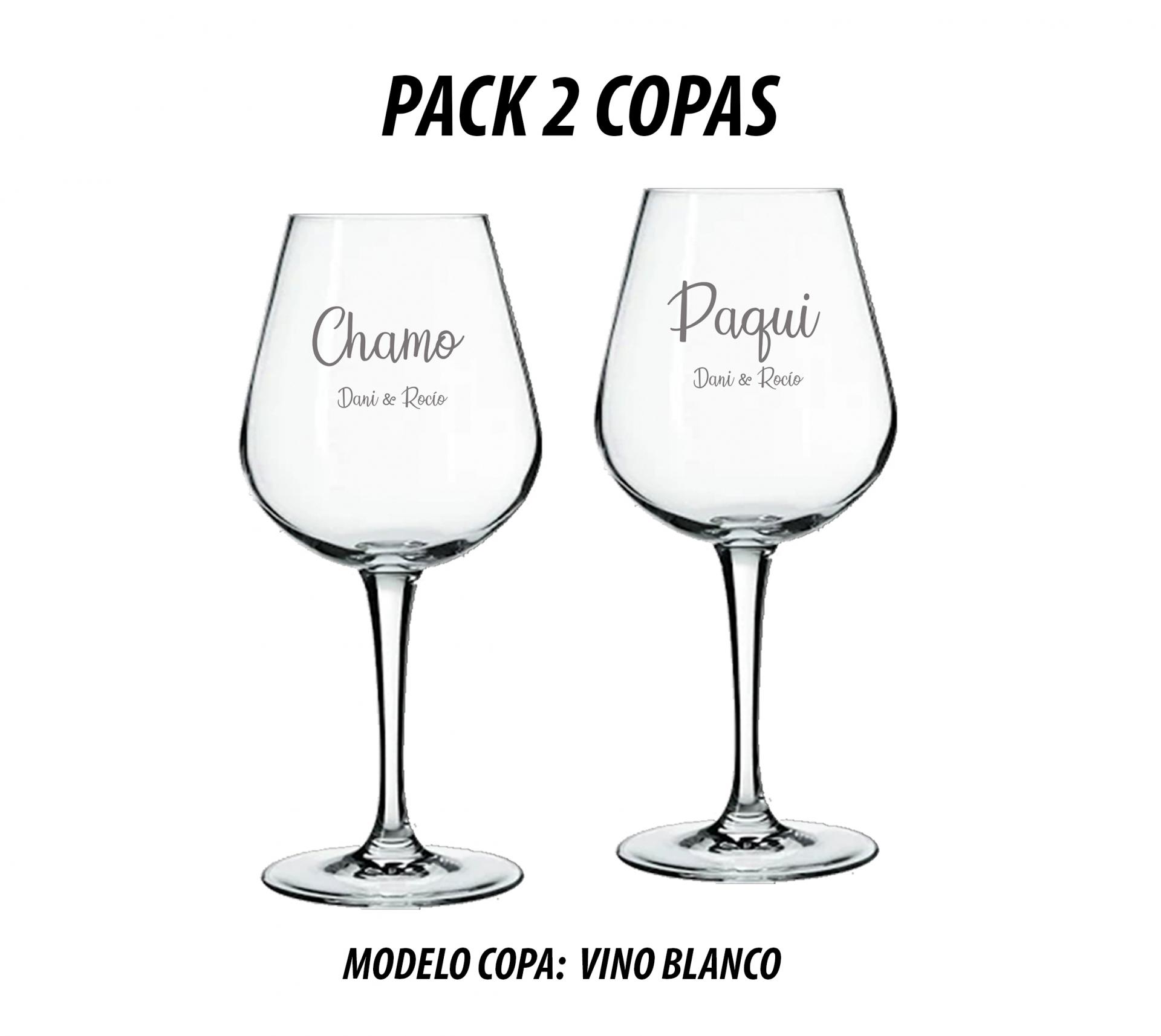 Pack 2 Copas Grabadas Vino Blanco
