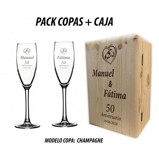 Pack 2 Copas Champagne + Caja Madera [0]