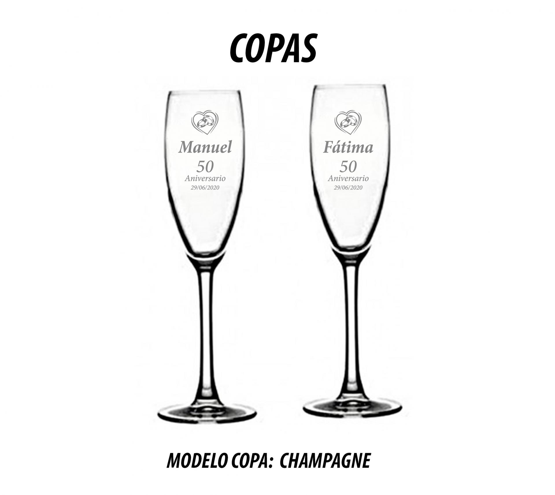 Pack de 2 Copas Grabadas de Champagne