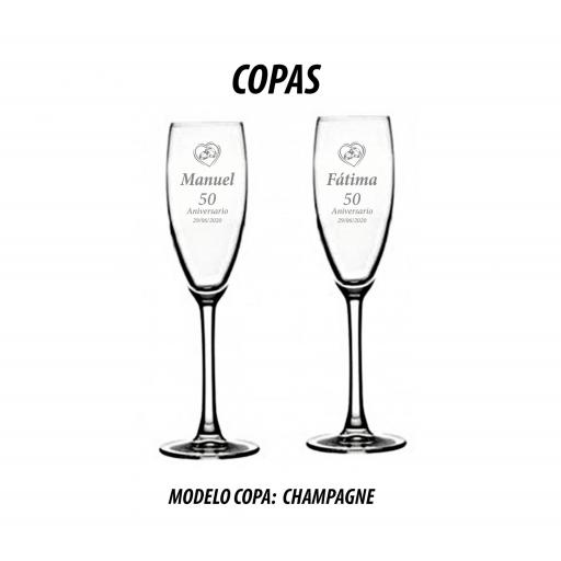 Pack de 2 Copas Grabadas de Champagne
