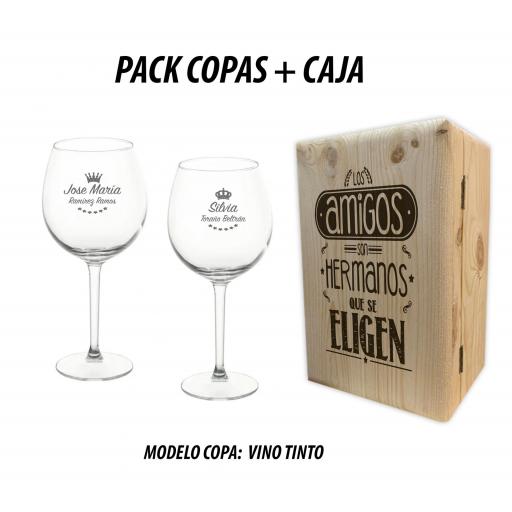 Pack 2 Copas Vino Tinto + Caja  Madera [0]