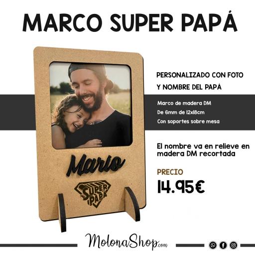 Marco Super Papá con Foto y Nombre