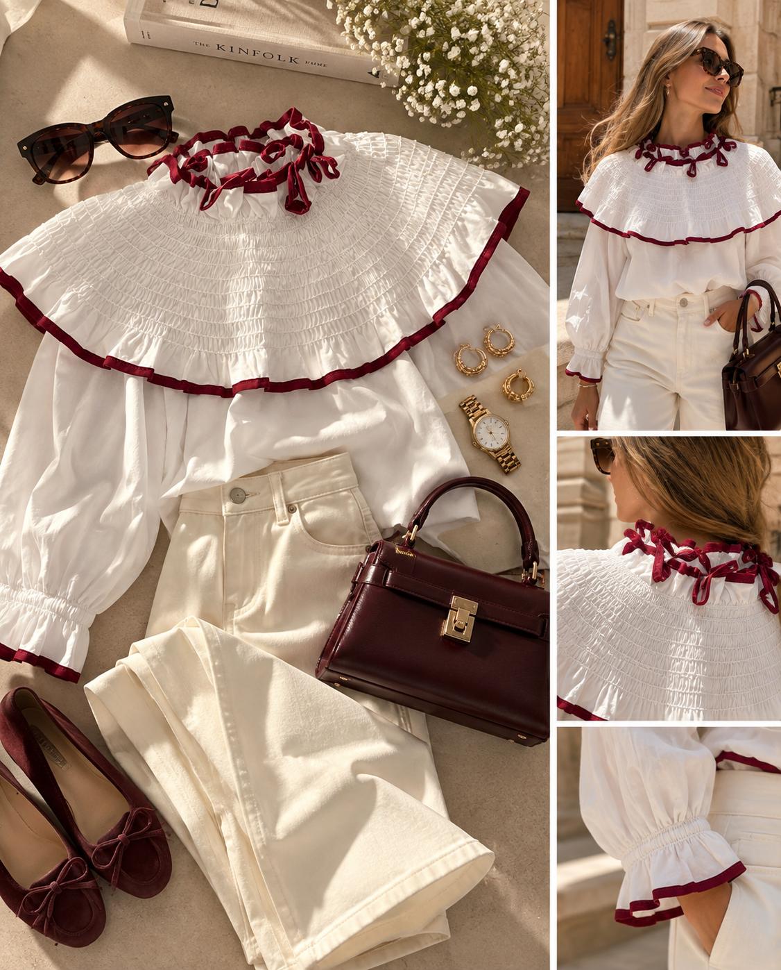 Blusa blanca fruncida