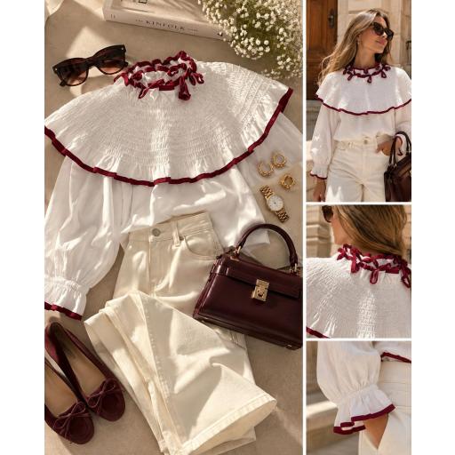 Blusa blanca fruncida  [0]