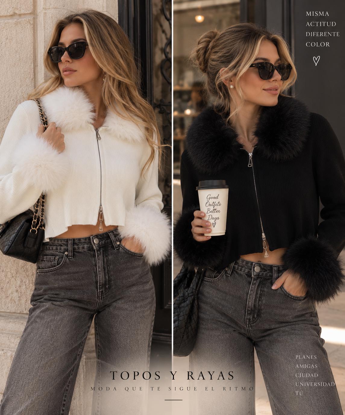 Chaqueta punto y pelo