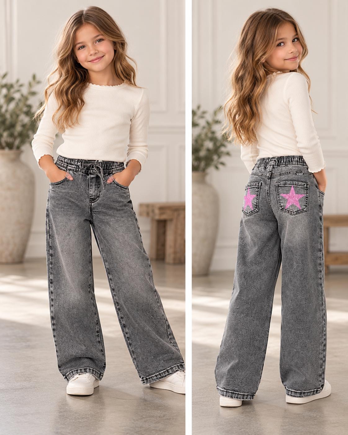 Vaquero gris estrella rosa