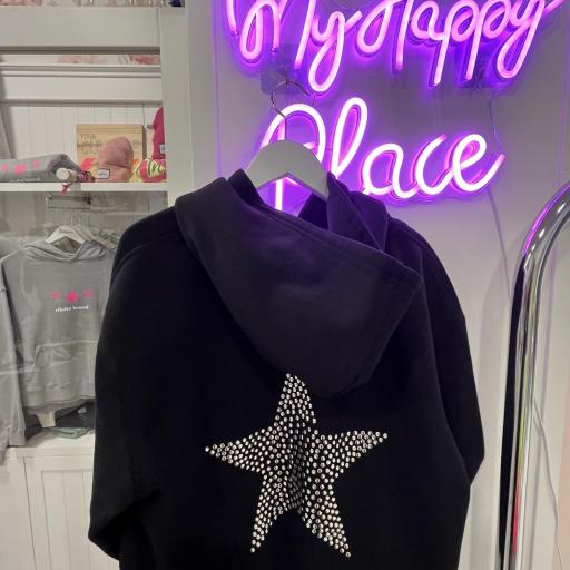 Hoddie negra estrella tachuelas 