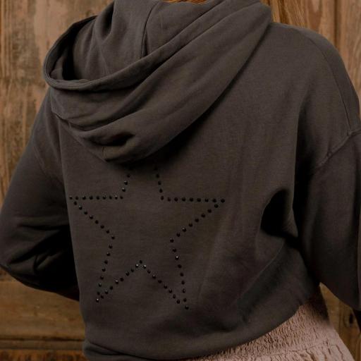 Sudadera Hoddie marrón strass  [1]