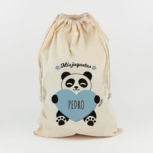 Saco para Juguetes Personalizado Panda Corazón