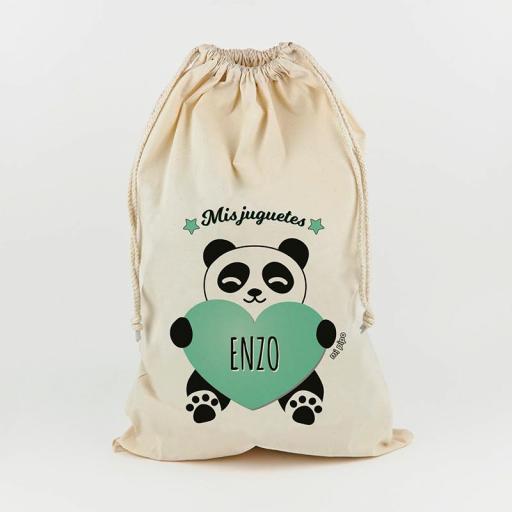 Saco para Juguetes Personalizado Panda Corazón [1]