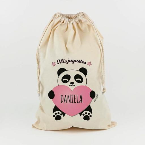 Saco para Juguetes Personalizado Panda Corazón [2]
