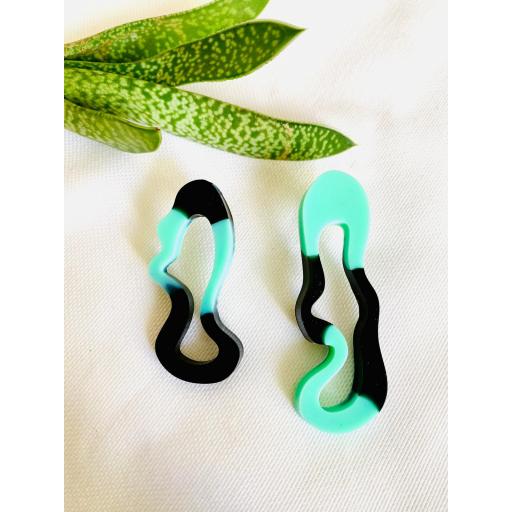 Pendientes Ondulados Verde y Negro Lady Cactus