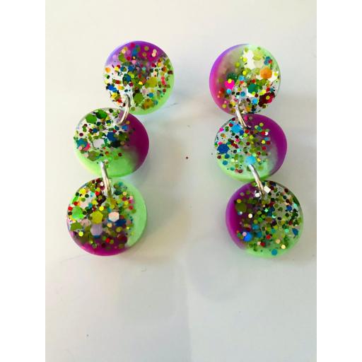 Pendientes Bilibilia verdes y morados, con un toque de brilli Lady Cactus