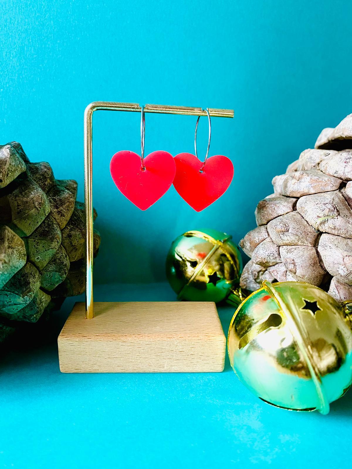 Pendientes Corazón Rojo Sólido Lady Cactus