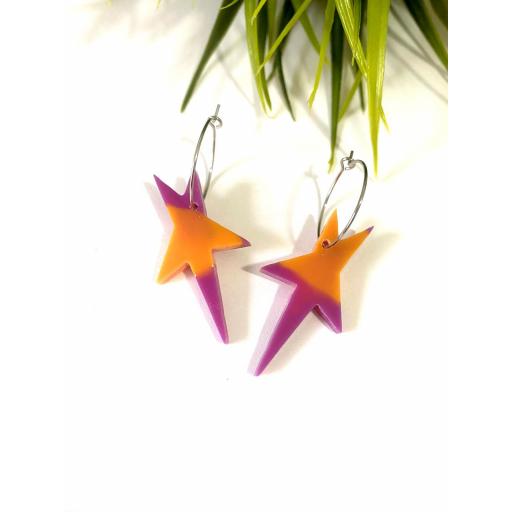 Pendientes Estrella malva y naranja de Lady Cactus