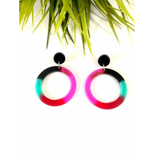 Aretes Multicolor Lila Rojo Verde Lady Cactus