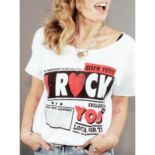 Camiseta I Rock You Mucho Aire Retro Blanca Edición Limitada [2]