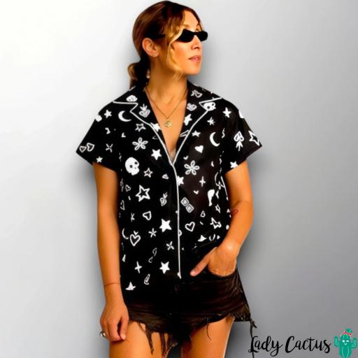 Camisa negra "Bandana" de Aire Retro