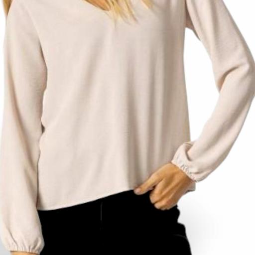 Blusa beige con escote en pico de Tiffosi [4]