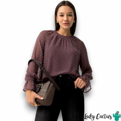 Blusa Laurinda de Tiffosi en plumeti hierro [0]